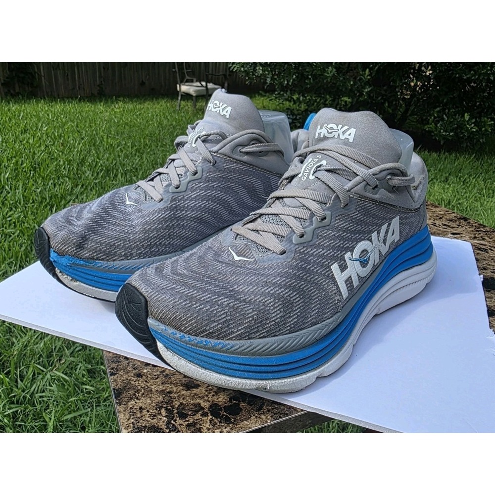 Hoka Mens Gaviota 5 Grey/Blue Running Shoes US 9D